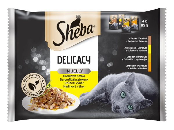 Sheba Cat kapsičky Delicacy in Jelly Drůbeží výběr 4x85g