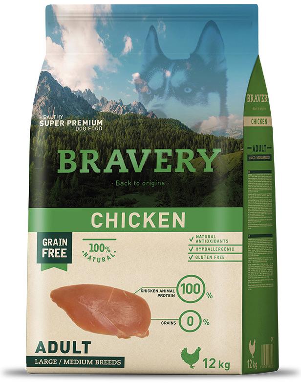 Bravery Dog Adult Large/Medium Chicken 2x12kg