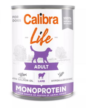 Calibra Dog Life konzerva Adult Monoprotein Lamb with salmon oil 400g