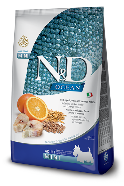 N&D Low Grain Dog Ocean Adult Mini Cod, Spelt, Oats & Orange 2x7kg